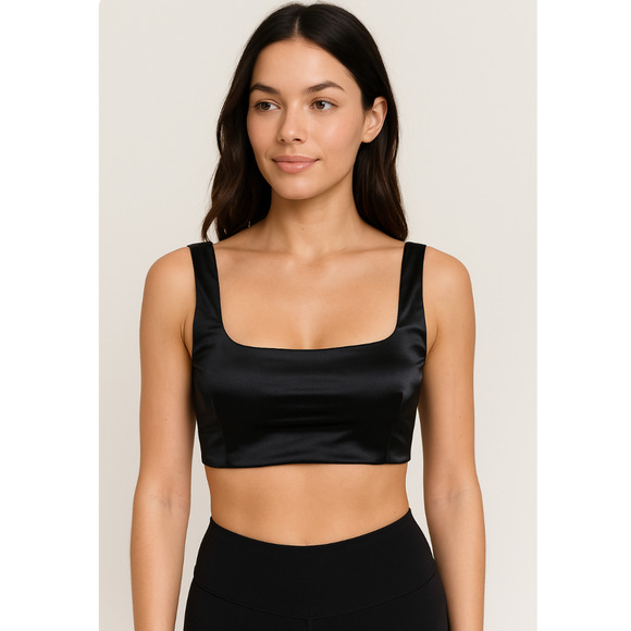 New with Tags Skims Stretch Satin Scoop Neck Bralette SZ XS in Onyx